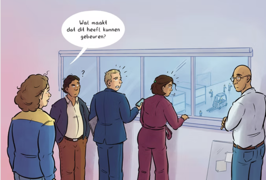 Alina stelt een vraag aan het team over het incident